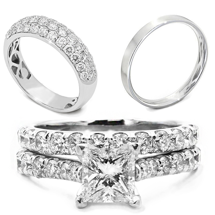 Wedding rings in platinum, palladium, gold and sterling silver